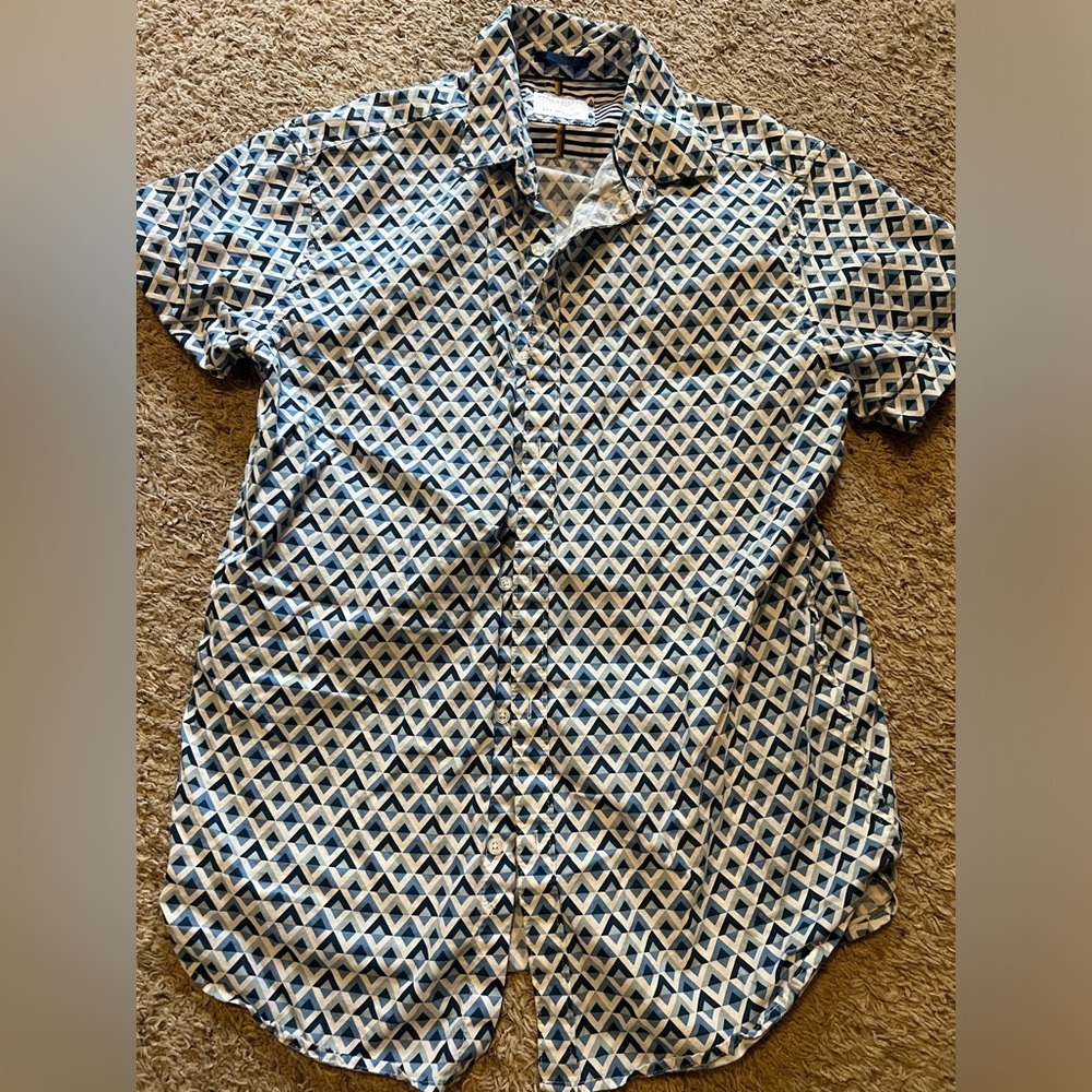 Denim & flower blue button down shirt